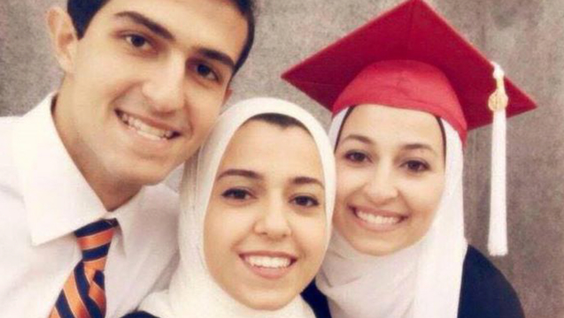 The victims were identified as Chapel Hill residents Deah Shaddy Barakat, 23, his wife Yusor Abu-Salha, 21; and her sister, Razan Abu-Salha, 19, of Raleigh. Read more: Three Muslim students killed in North Carolina shooting | The Times of Israel http://www.timesofisrael.com/three-muslims-students-killed-in-north-carolina-shooting/#ixzz3S1w0Cy8G Follow us: @timesofisrael on Twitter | timesofisrael on Facebook mirajnews.com