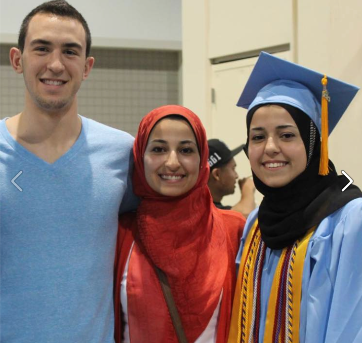 Shaddy Barakat, 23; his wife, Yusor Mohammad Abu-Salha, 21; and her sister Razan Mohammad Abu-Salha, 19 (R-L) were killed on Tuesday (10 February) in the couple's Chapel Hill apartment(Source: Our Three Winners/Facebook)